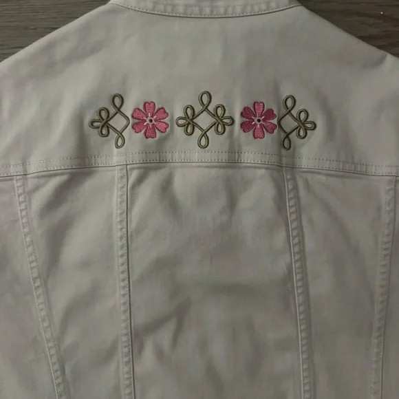 Jones Wear Jean Jacket with Floral Accents - Picture 7 of 12